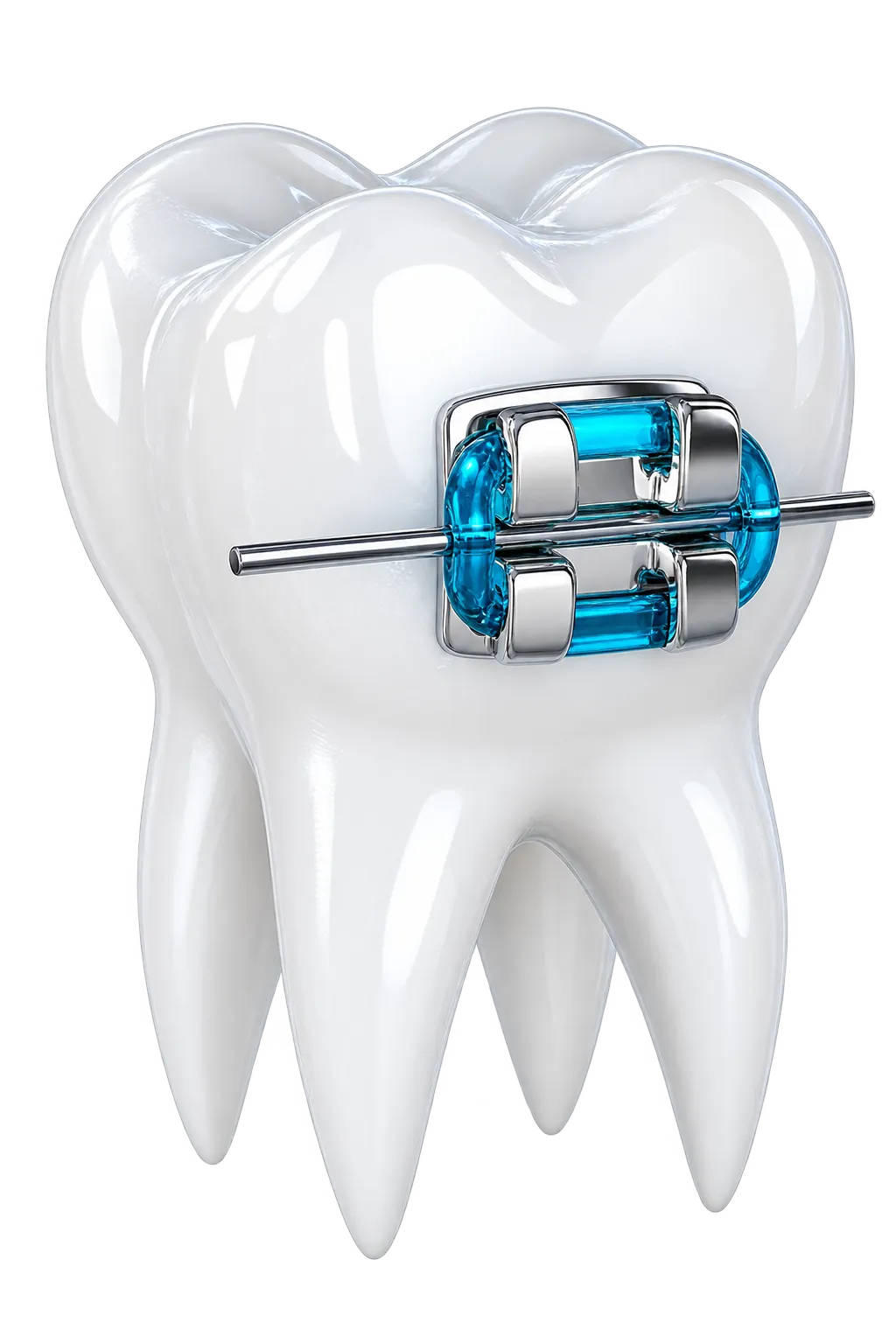 Orthodontic mechanics detail on a dental model