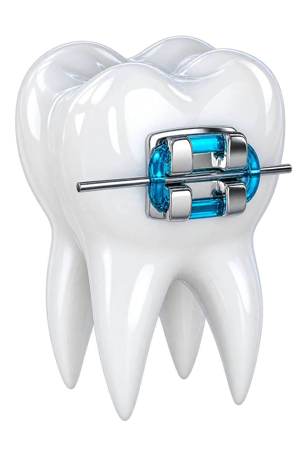 Single tooth model carrying one orthodontic bracket and archwire